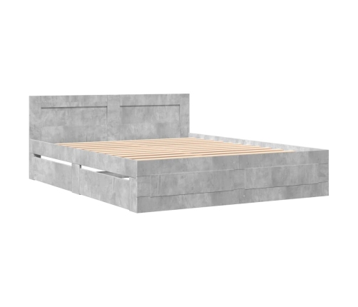 Cama con cabecero madera de ingeniería gris hormigón 150x200 cm