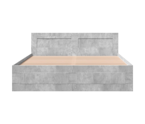 Cama con cabecero madera de ingeniería gris hormigón 150x200 cm