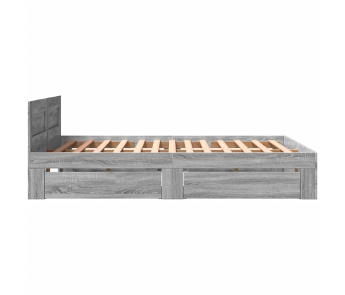 Cama con cabecero madera de ingeniería gris Sonoma 150x200 cm