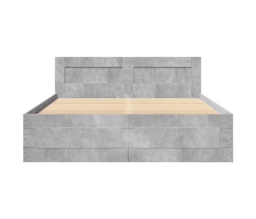 vidaXL Cama con cabecero madera de ingeniería gris hormigón 140x200 cm