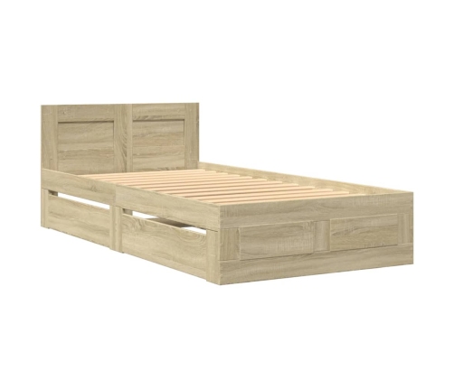 vidaXL Cama con cabecero madera de ingeniería roble Sonoma 100x200 cm