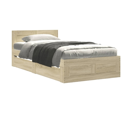 vidaXL Cama con cabecero madera de ingeniería roble Sonoma 100x200 cm