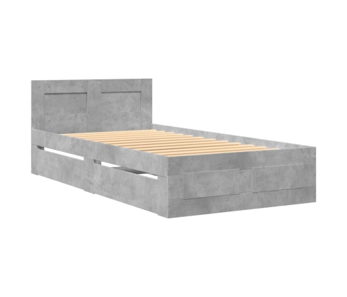 Cama con cabecero madera de ingeniería gris hormigón 100x200 cm