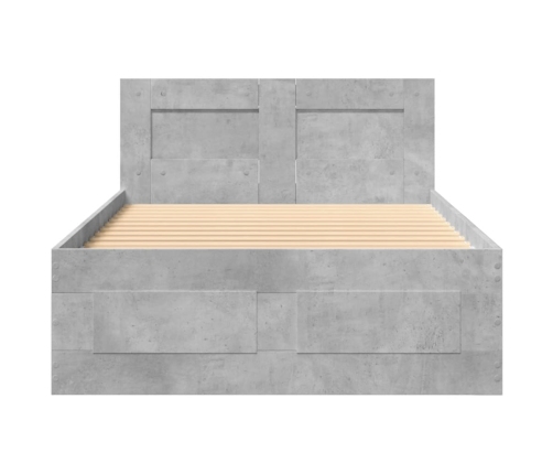 Cama con cabecero madera de ingeniería gris hormigón 100x200 cm