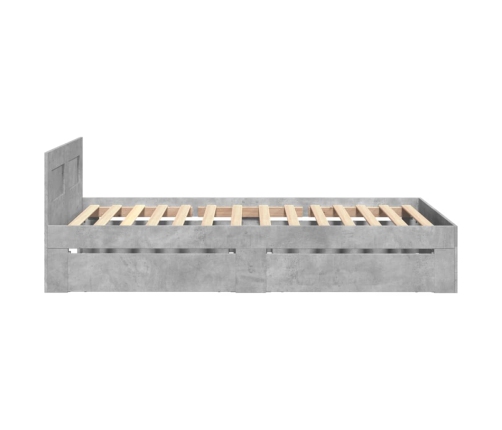 Cama con cabecero madera de ingeniería gris hormigón 100x200 cm