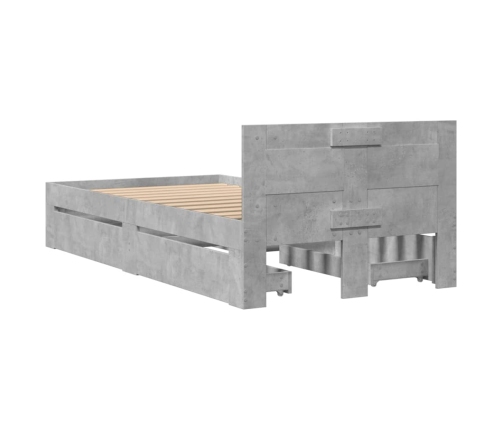 Cama con cabecero madera de ingeniería gris hormigón 100x200 cm