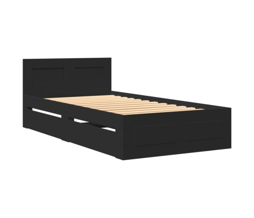 vidaXL Estructura cama con cabecero madera ingeniería negro 90x200 cm