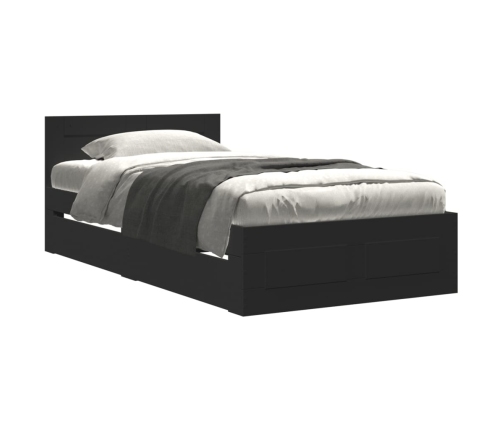 vidaXL Estructura cama con cabecero madera ingeniería negro 90x200 cm