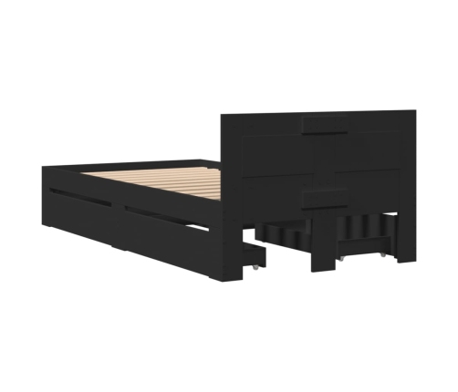 vidaXL Estructura cama con cabecero madera ingeniería negro 90x200 cm