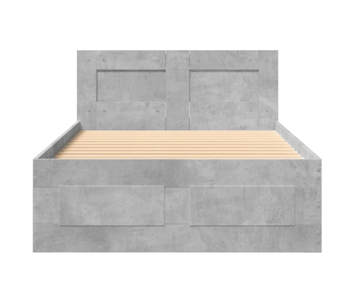 Cama con cabecero madera de ingeniería gris hormigón 90x200 cm