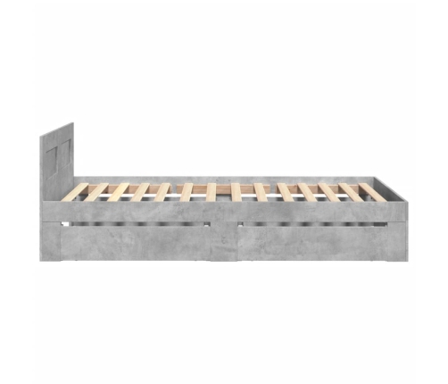 Cama con cabecero madera de ingeniería gris hormigón 90x200 cm