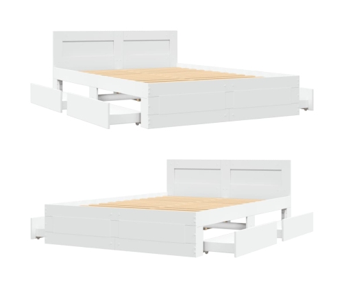 vidaXL Estructura cama con cabecero madera ingeniería blanco 140x190cm