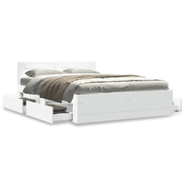 Estructura de cama con cabecero sin colchón blanco 140x190 cm