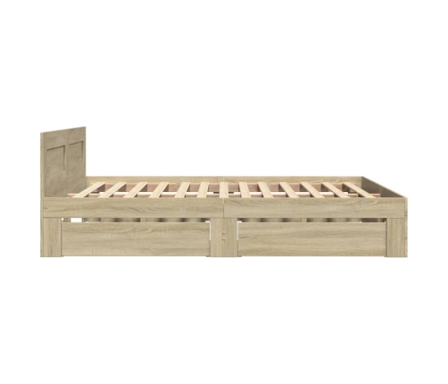 Cama con cabecero madera de ingeniería roble Sonoma 140x190 cm