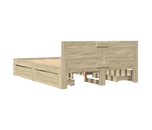 Cama con cabecero madera de ingeniería roble Sonoma 140x190 cm