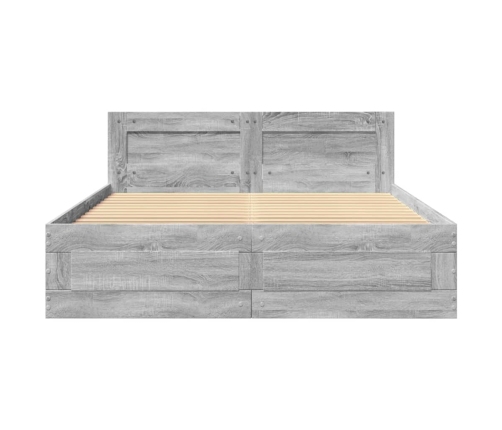 Cama con cabecero madera de ingeniería gris Sonoma 140x190 cm