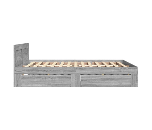 Cama con cabecero madera de ingeniería gris Sonoma 140x190 cm