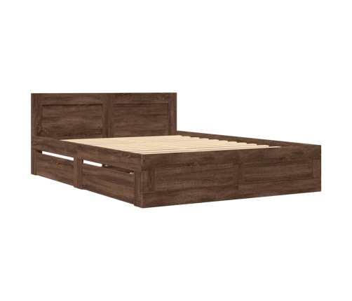 Cama con cabecero madera de ingeniería marrón roble 140x190 cm