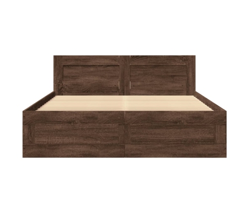 Cama con cabecero madera de ingeniería marrón roble 140x190 cm