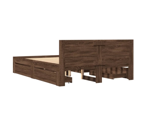 Cama con cabecero madera de ingeniería marrón roble 140x190 cm