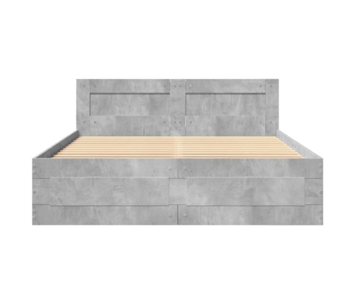 Cama con cabecero madera de ingeniería gris hormigón 135x190 cm