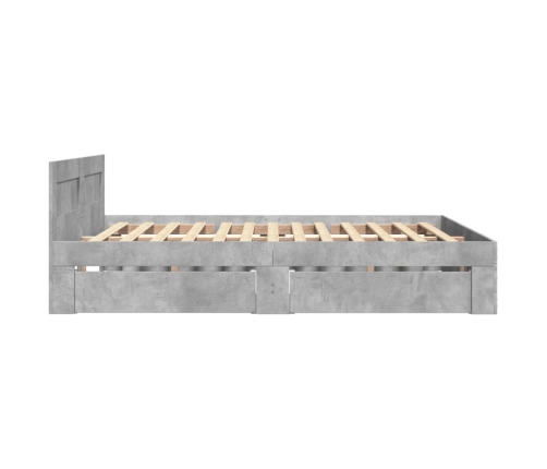 Cama con cabecero madera de ingeniería gris hormigón 135x190 cm