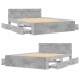 Cama con cabecero madera de ingeniería gris hormigón 135x190 cm