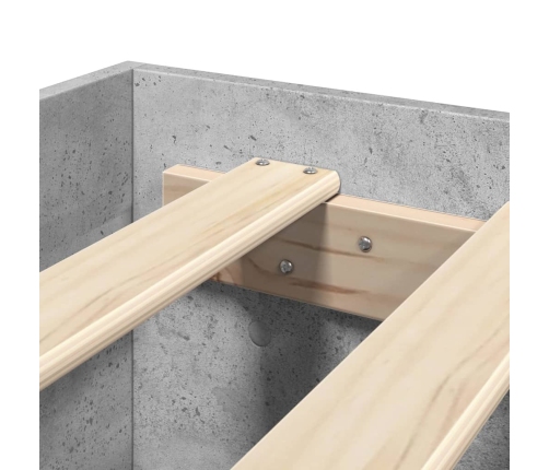Cama con cabecero madera de ingeniería gris hormigón 135x190 cm