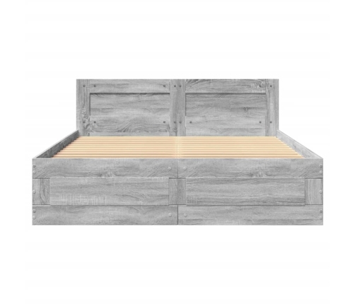 Cama con cabecero madera de ingeniería gris Sonoma 135x190 cm