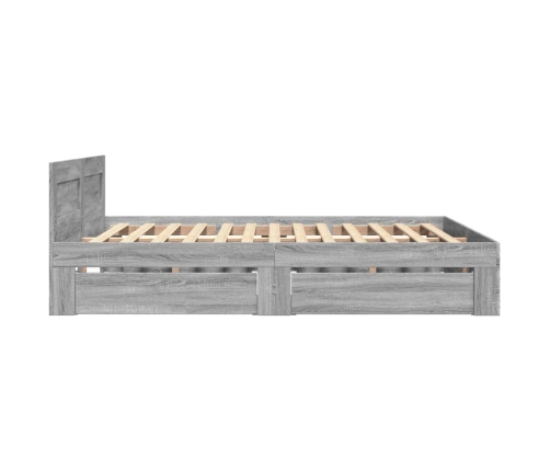 Cama con cabecero madera de ingeniería gris Sonoma 135x190 cm