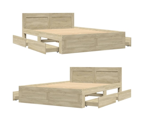 Cama con cabecero madera de ingeniería roble Sonoma 120x190 cm