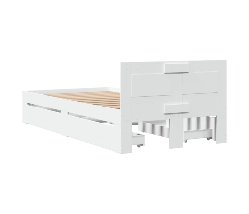 Estructura de cama con cabecero sin colchón blanco 90x190 cm