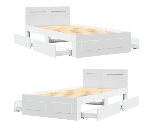 Estructura de cama con cabecero sin colchón blanco 90x190 cm