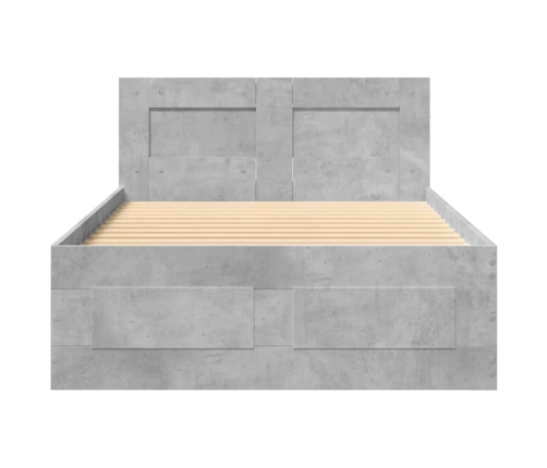 vidaXL Cama con cabecero madera de ingeniería gris hormigón 90x190 cm