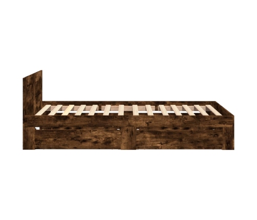 Cama con cabecero madera de ingeniería roble ahumado 90x190 cm