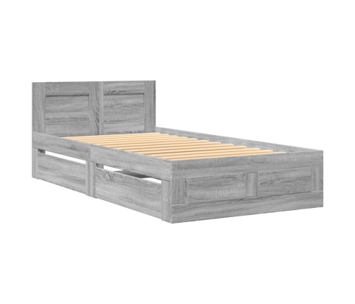 vidaXL Cama con cabecero madera de ingeniería gris Sonoma 90x190 cm