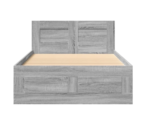 vidaXL Cama con cabecero madera de ingeniería gris Sonoma 90x190 cm