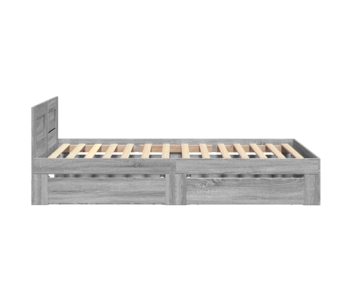 vidaXL Cama con cabecero madera de ingeniería gris Sonoma 90x190 cm