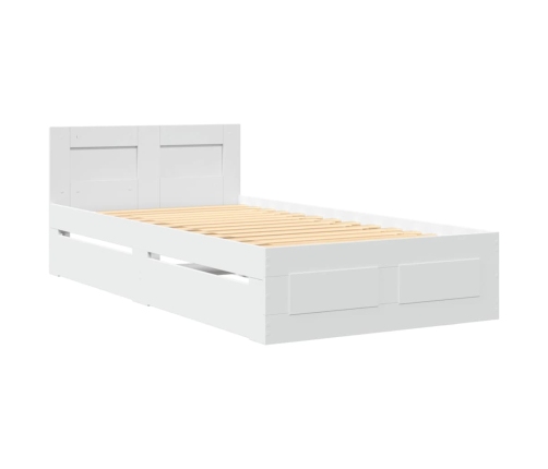 Estructura cama con cabecero madera ingeniería blanca 75x190 cm