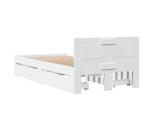 Estructura cama con cabecero madera ingeniería blanca 75x190 cm