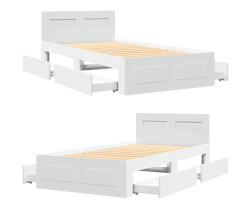 Estructura cama con cabecero madera ingeniería blanca 75x190 cm