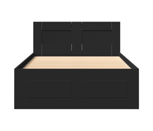 Estructura cama con cabecero madera ingeniería negra 75x190 cm