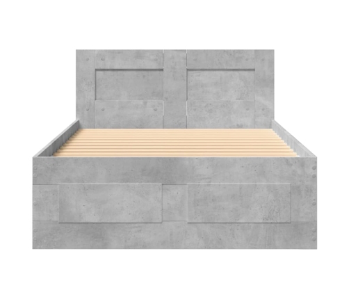 vidaXL Cama con cabecero madera de ingeniería gris hormigón 75x190 cm