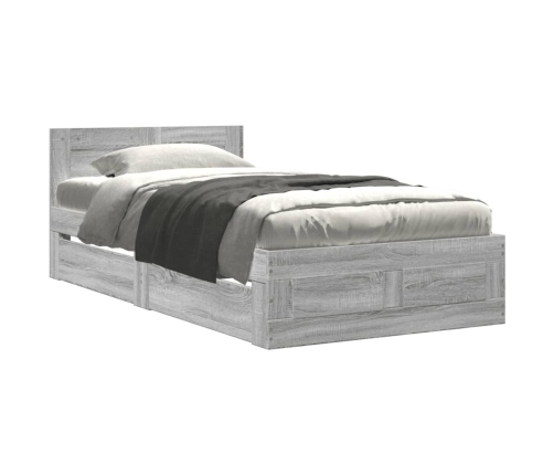 Cama con cabecero madera de ingeniería gris Sonoma 75x190 cm