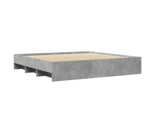 Estructura de cama madera de ingeniería gris hormigón 200x200cm