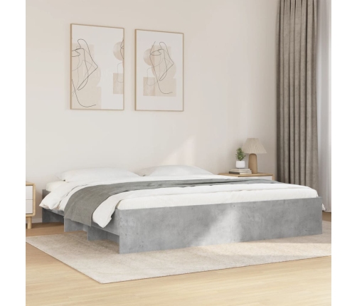 Estructura de cama madera de ingeniería gris hormigón 200x200cm