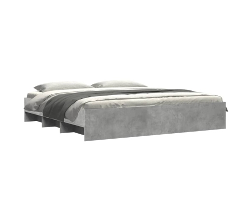 Estructura de cama madera de ingeniería gris hormigón 200x200cm