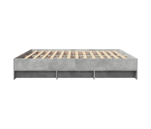Estructura de cama madera de ingeniería gris hormigón 200x200cm