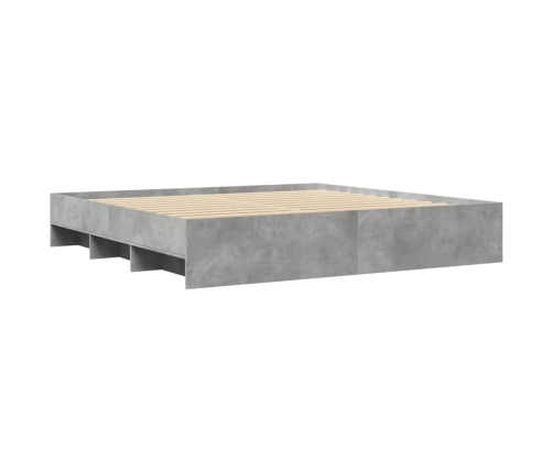 Estructura de cama madera de ingeniería gris hormigón 200x200cm