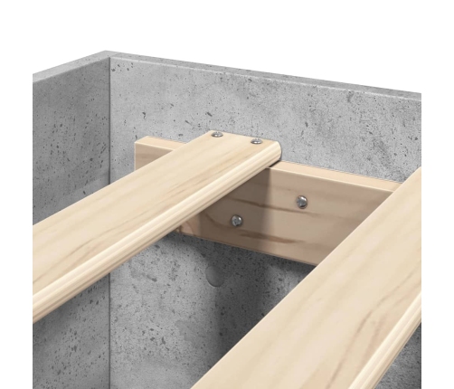 Estructura de cama madera de ingeniería gris hormigón 200x200cm
